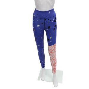 Loony Legs Womens Ankle Geometric Blue Leggings Size S